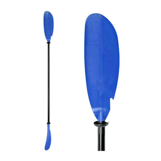 Pagaie kayak aluminium monobloc 220 cm bleue – asymétrique 50° – rigidité max