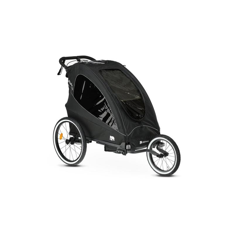 Remorcă de bicicletă de lux - Remorcă 3-în-1 - Cărucior - 1 loc - Negru