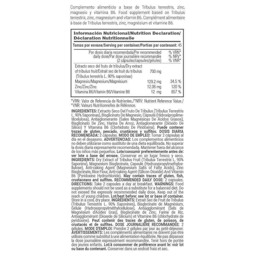 Tribulus + ZMA - 90 plantaardige capsules MASmusculo 4/5