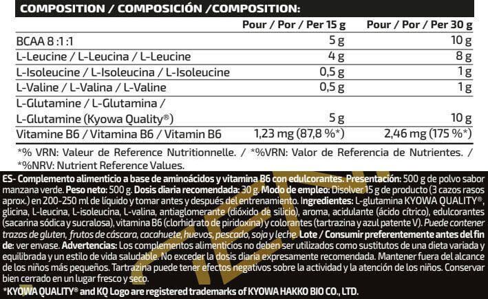 Gluta + bcca´s 8:1:1 - 500g Maçã Verde da IO.Genix 2/3