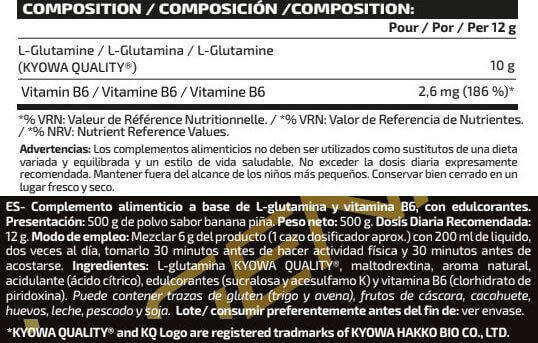 Pure Glutamina (Kyowa Quality®) - 500g Platano y Piña IO.Genix 2/3