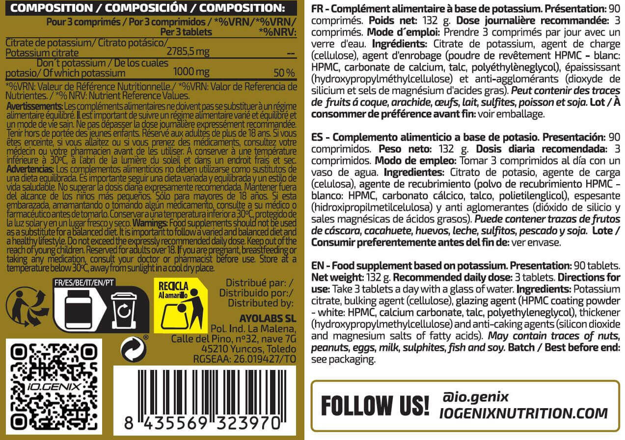 Citrato di potassio - 90 capsule IO.Genix 2/3