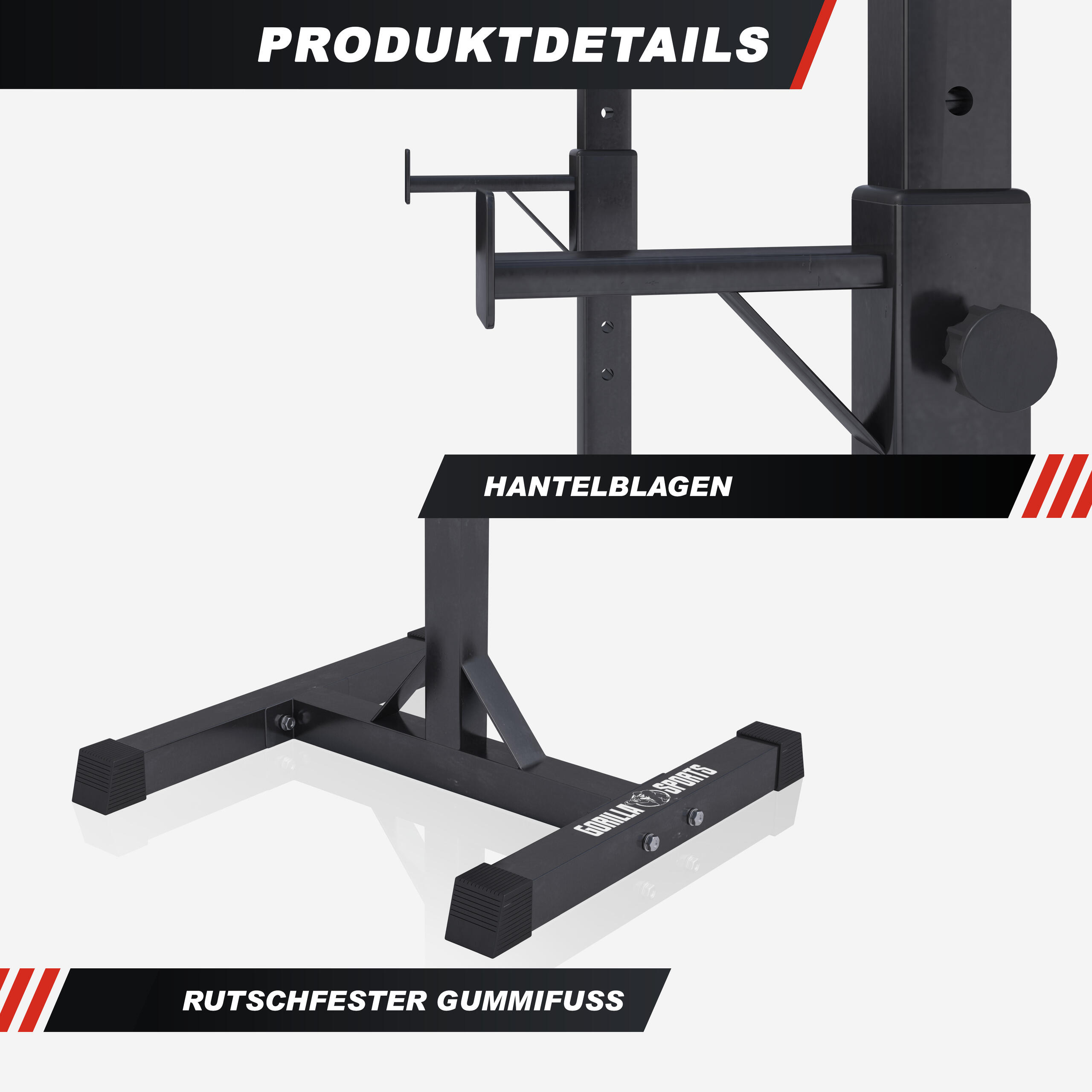 Kit Musculación Barra Curl Ez  con Rack Sentadillas Gorilla Sports Negro 35 Kg 2/7