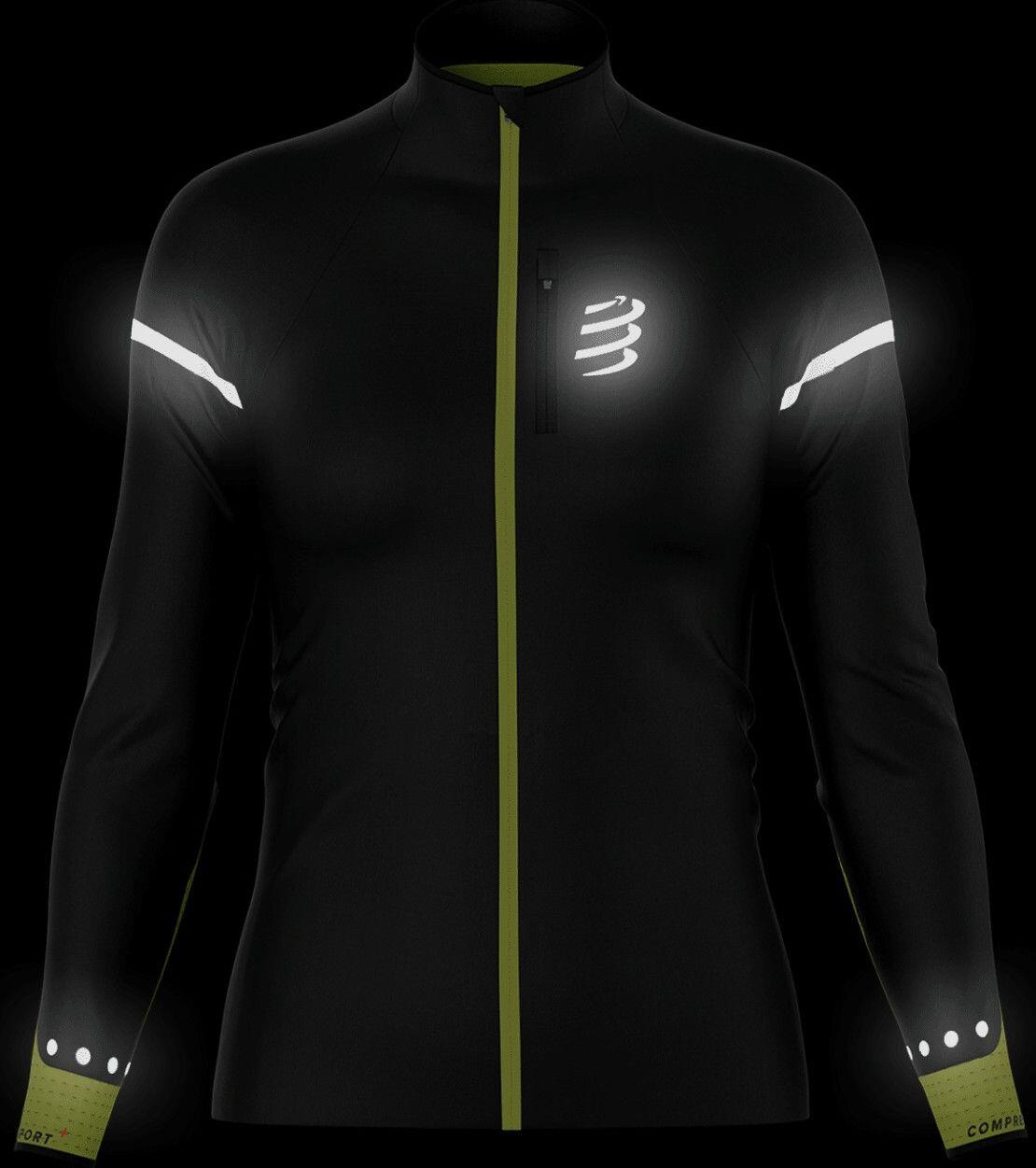 Veste Coupe-Vent Compressport Hurricane Windproof Noir/Jaune fluo Femme 3/4