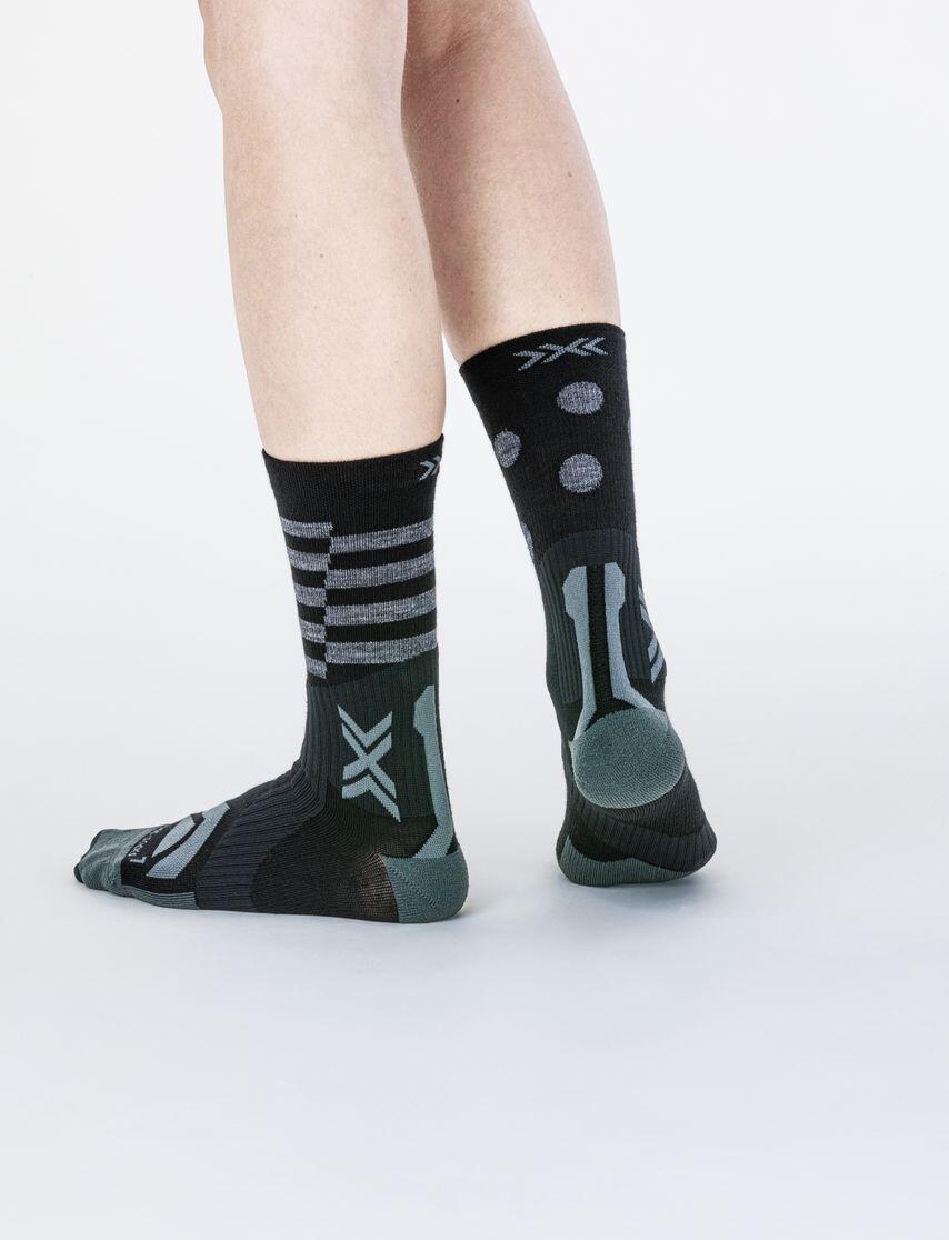 X-Socks Gravel Perform Merino Crew Socks Black/Dark Grey 3/4