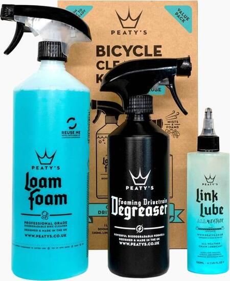 Kit Nettoyage Peaty's Dégraisse : Loam Foam 1L / Dégraissant 500ml / Link Lube