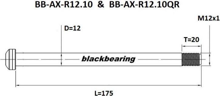 Axe Arrière Black Bearing QR 12 mm - 175 - M12x1 - 20 mm 3/7