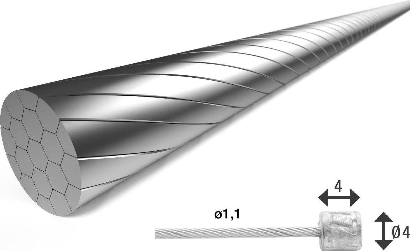 Übertragungskabel 1x19 Edelstahldrähte Slick Ø1,1mm mit N-Kopf Elvedes (x100) 2/3