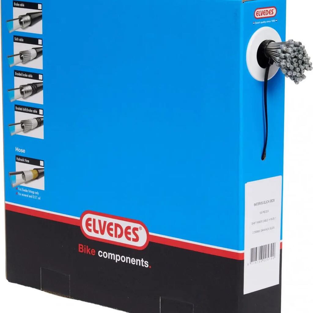 Elvedes Kit of 100 Gear Cable 2250mm 1x19 fils Stainless Slick Ø1,1mm with Head