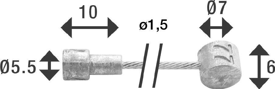 Elvedes Câble de frein intérieur en acier inoxydable avec 2 nipples - 3m 2/6