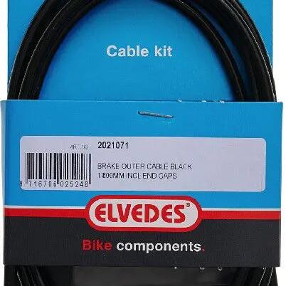 Elvedes 1.8m Outdoor Brake Cable Black +2 Ferrules