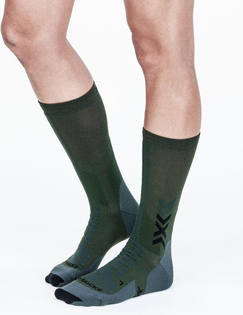 X-Socks Hike Discover Crew Socken Grün Schwarz 3/4