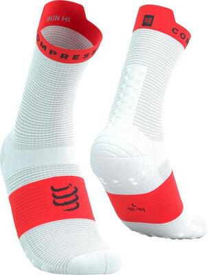 Compressport pro racing v4.0 run high socks white/red