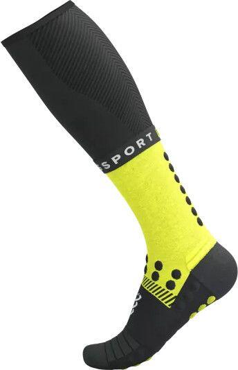 Calcetines Compressport Full Winter Run Negro/Amarillo fluorescente 4/7