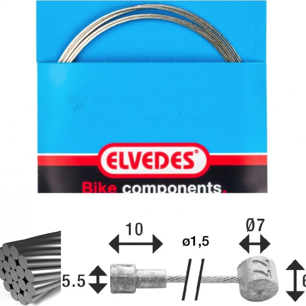 Elvedes Stainless Steel Brake Cable for Ton Peer - 2.35m (6412 27RVS)