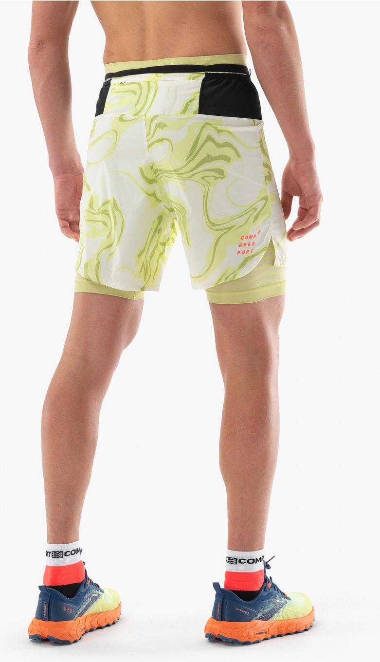 Pantalón corto Compressport Trail Racing 2 en 1 Verde, Hombre 2/7