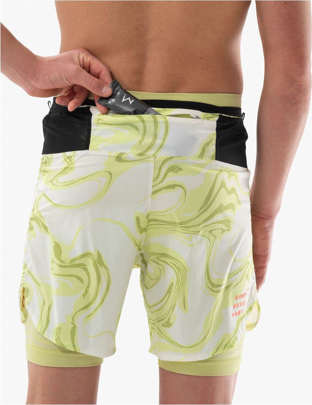 Pantalón corto Compressport Trail Racing 2 en 1 Verde, Hombre 4/7