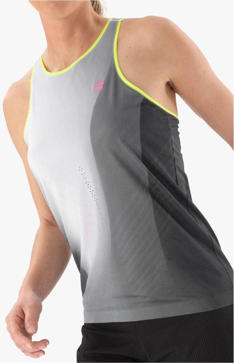 Camiseta Compressport Performance Singlet Mujer Negro/Blanco 3/5