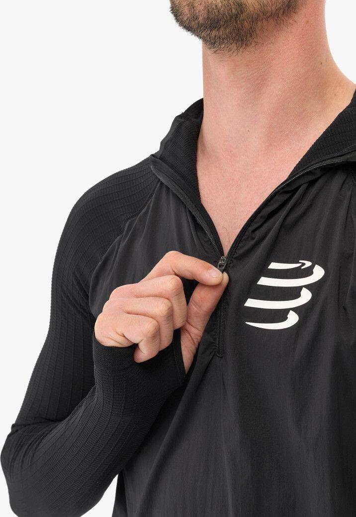 Camiseta interior cortaviento Compressport Hurricane 1/2 Zip Negro 3/5