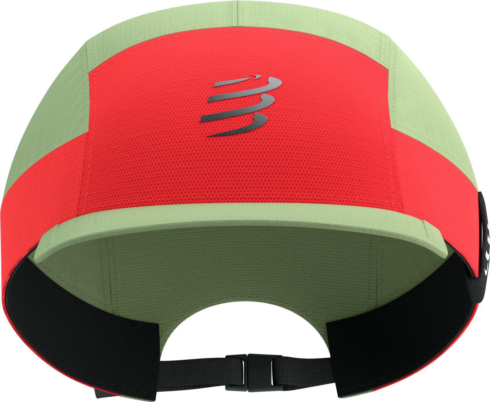 Gorra Compressport de 5 paneles, verde claro/rojo 3/6