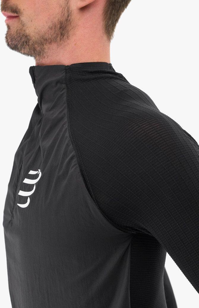 Camiseta interior cortaviento Compressport Hurricane 1/2 Zip Negro 4/5