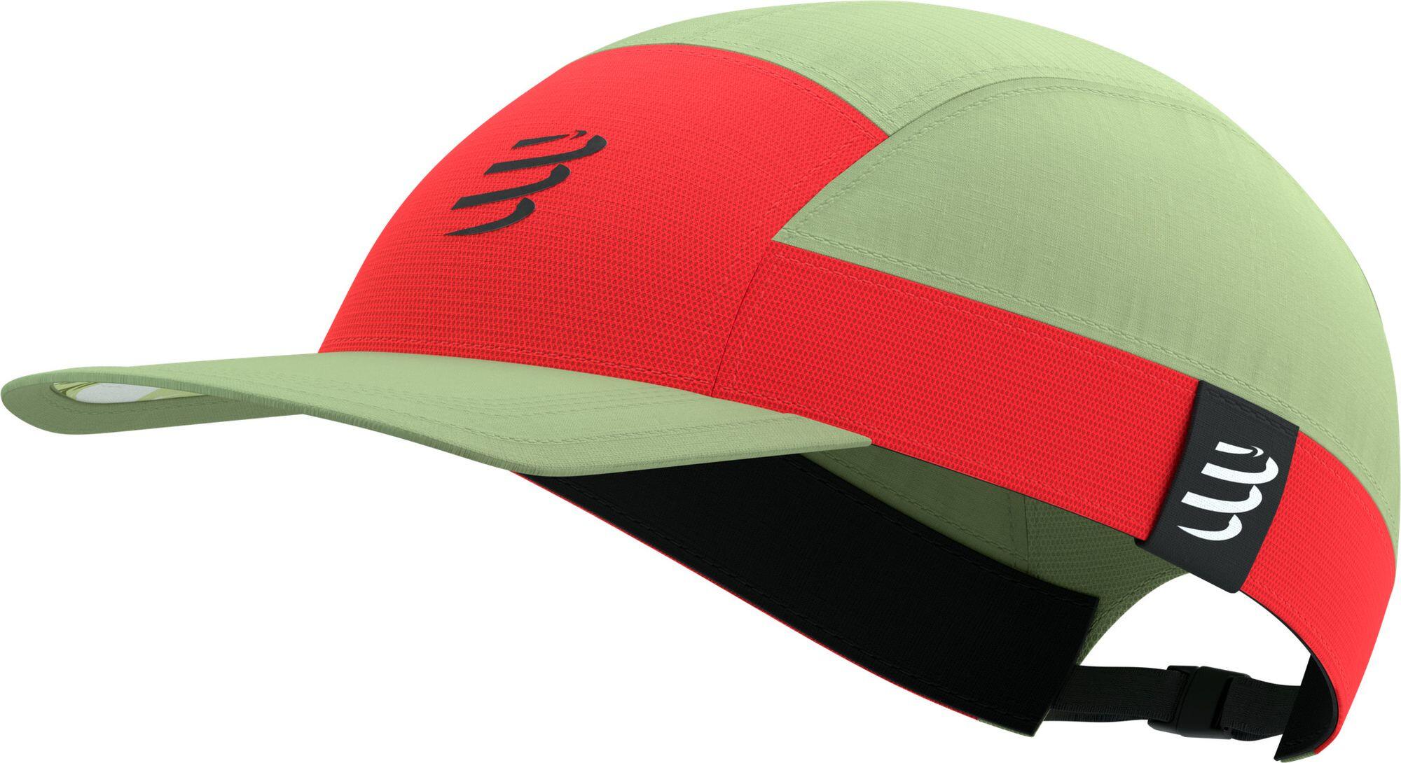 Gorra Compressport de 5 paneles, verde claro/rojo 2/6