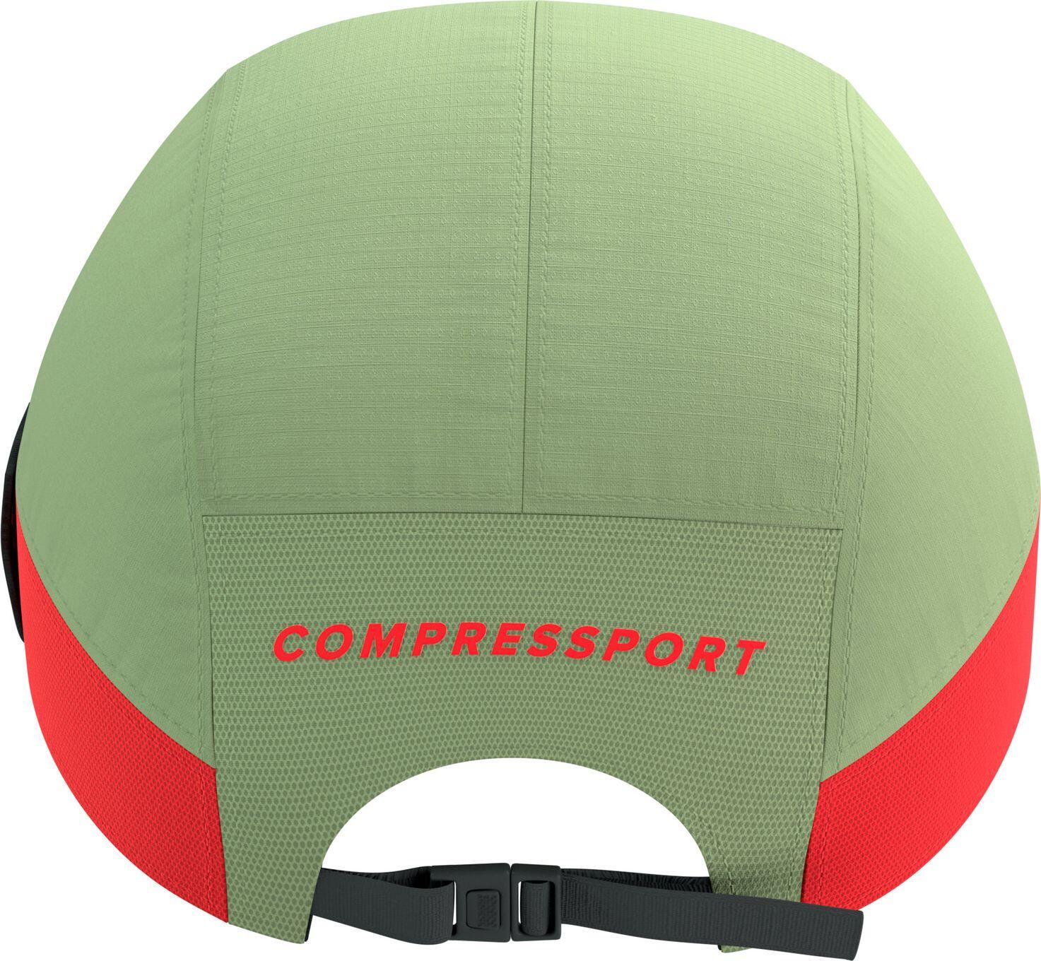 Gorra Compressport de 5 paneles, verde claro/rojo 4/6