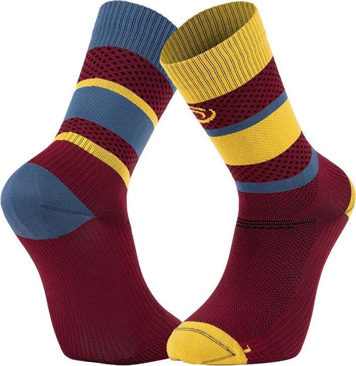 BV SPORT Light Run Ibiza Running Socks Bordeaux/Yellow 1/2