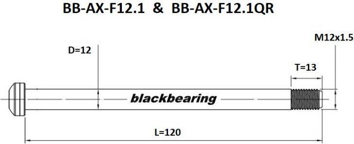 Cojinete negro del eje delantero QR 12 mm - 120 - M12x1,5 - 13 mm 3/7