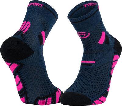 Bv sport trail ultra mid sokken blauw/roze