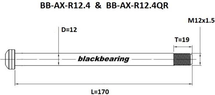 Eje Trasero Negro Cojinete QR 12 mm - 170 - M12x1.5 - 18 mm 3/3