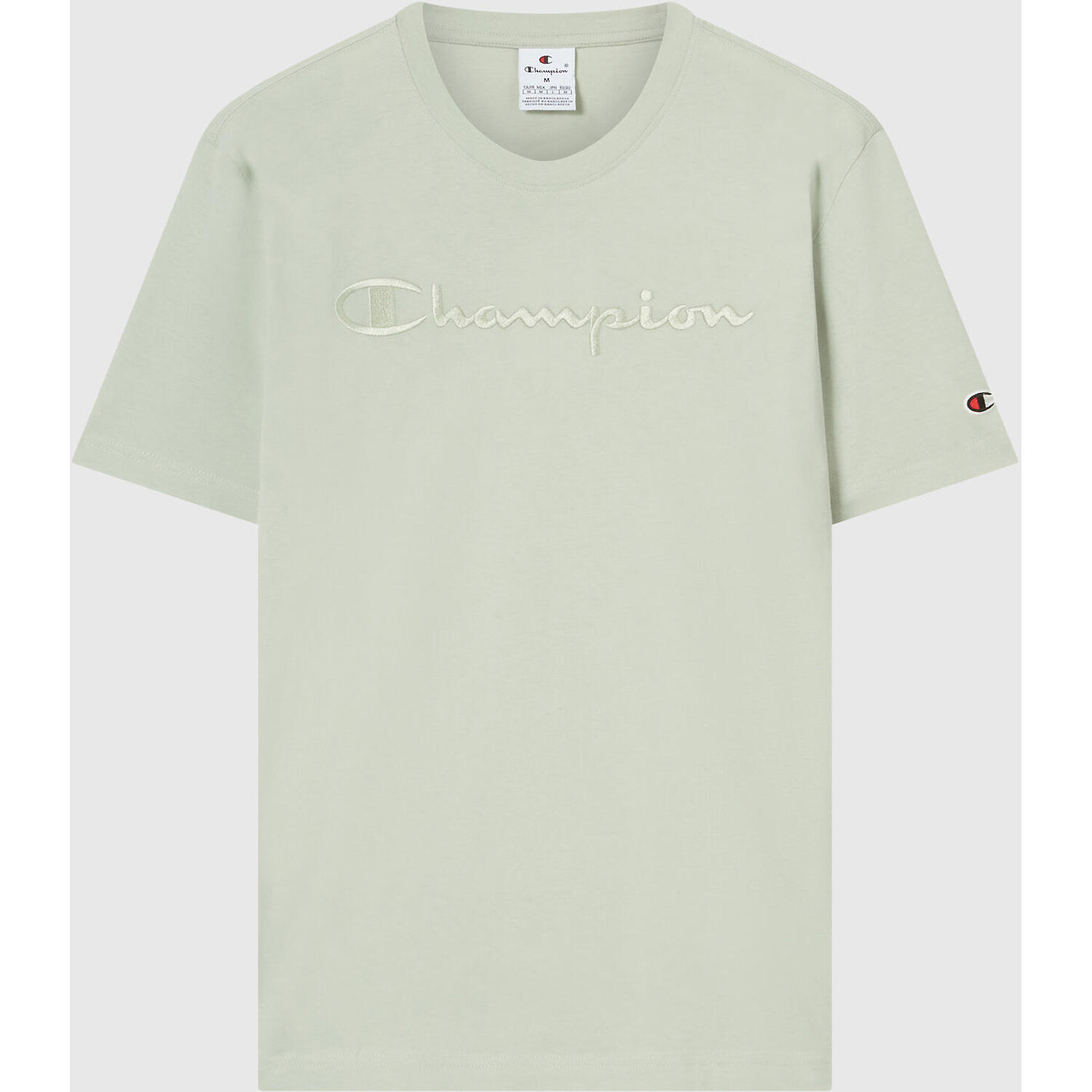 Champion SS TEE Light Cotton Jersey Uomo Logo Grande Cotone Verde,M 2/5