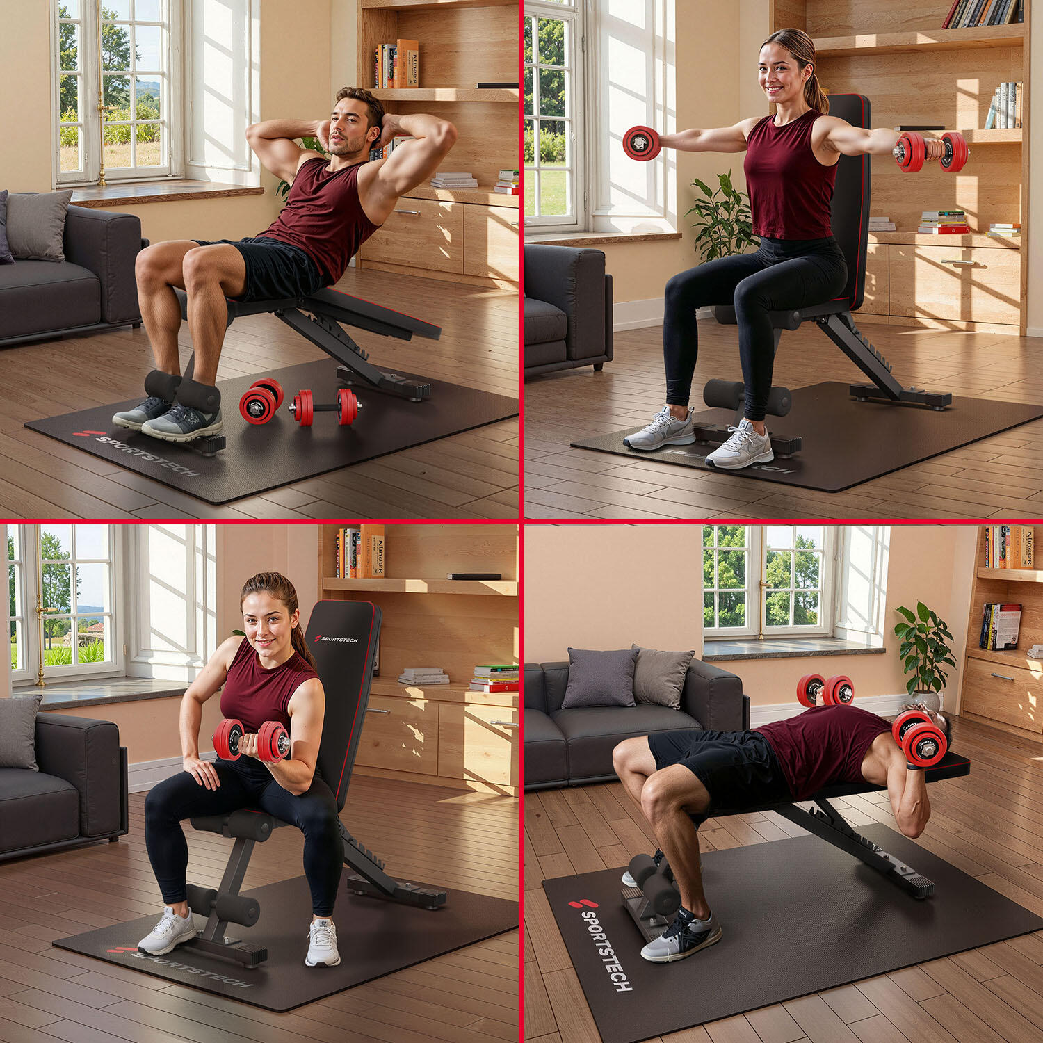 Sportstech BRT250 banco de pesas plegable y ajustable 5/7
