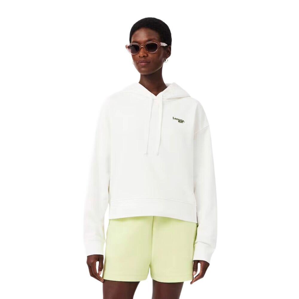 Sudadera Blanca Lacoste Sweatshirts Femme Maille White Básica de Corte Holgado 3/4