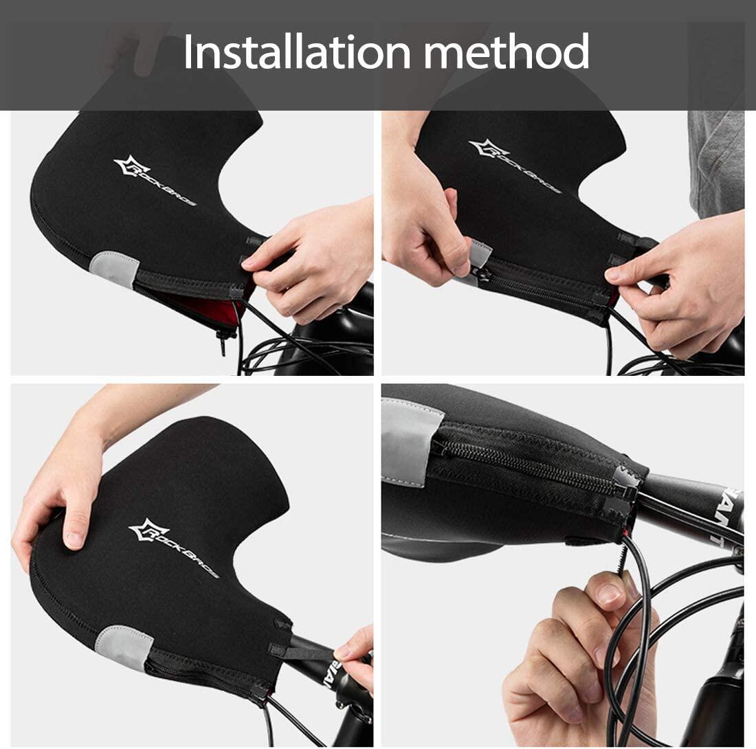 Manchons Vélo de Guidon Thermique Polaire Gants de Guidon Hiver Impeméable 5/6