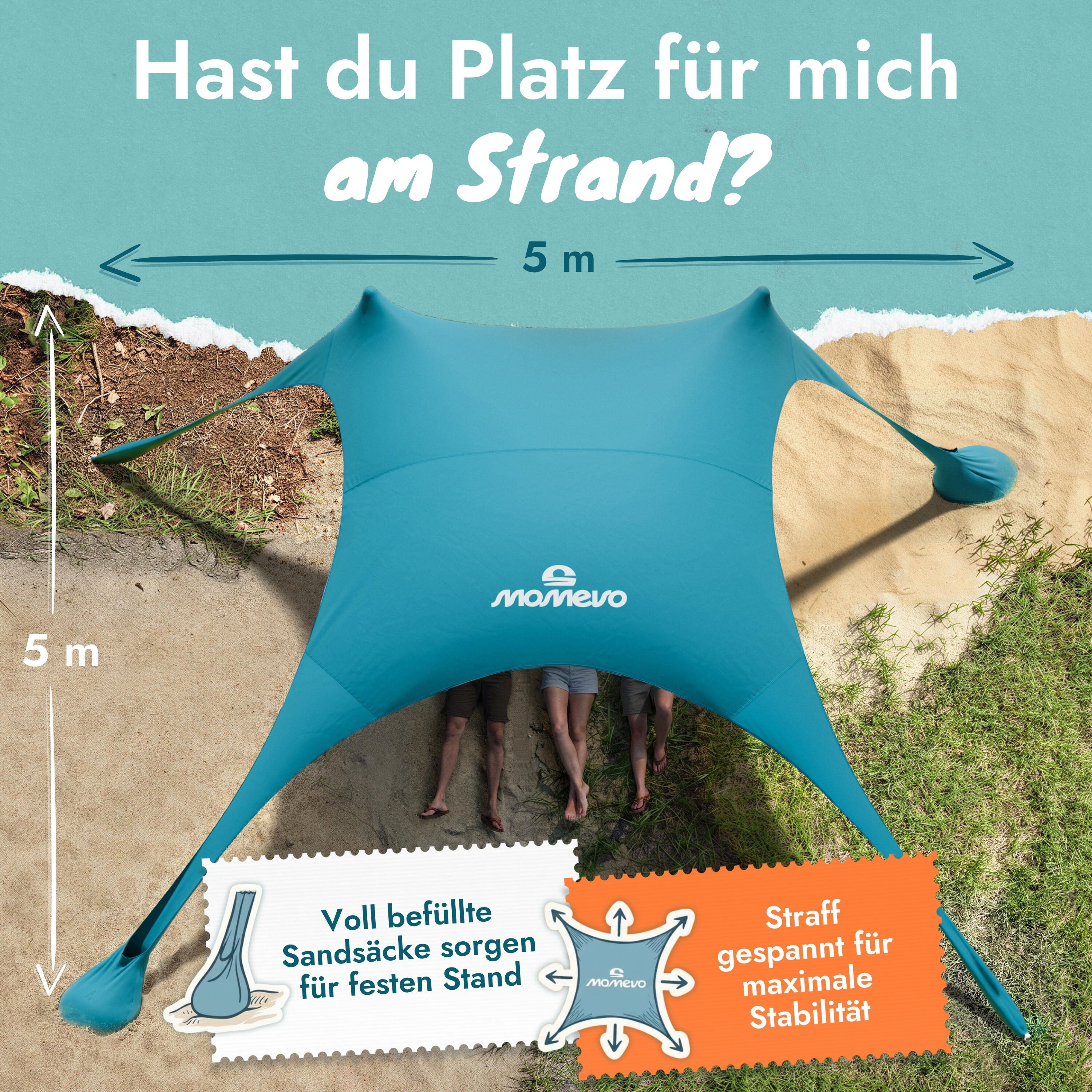 Sunsail Strandzelt Young Family – Sonnensegel für 4 Pers. mit UV-Schutz UPF 50+ 3/8