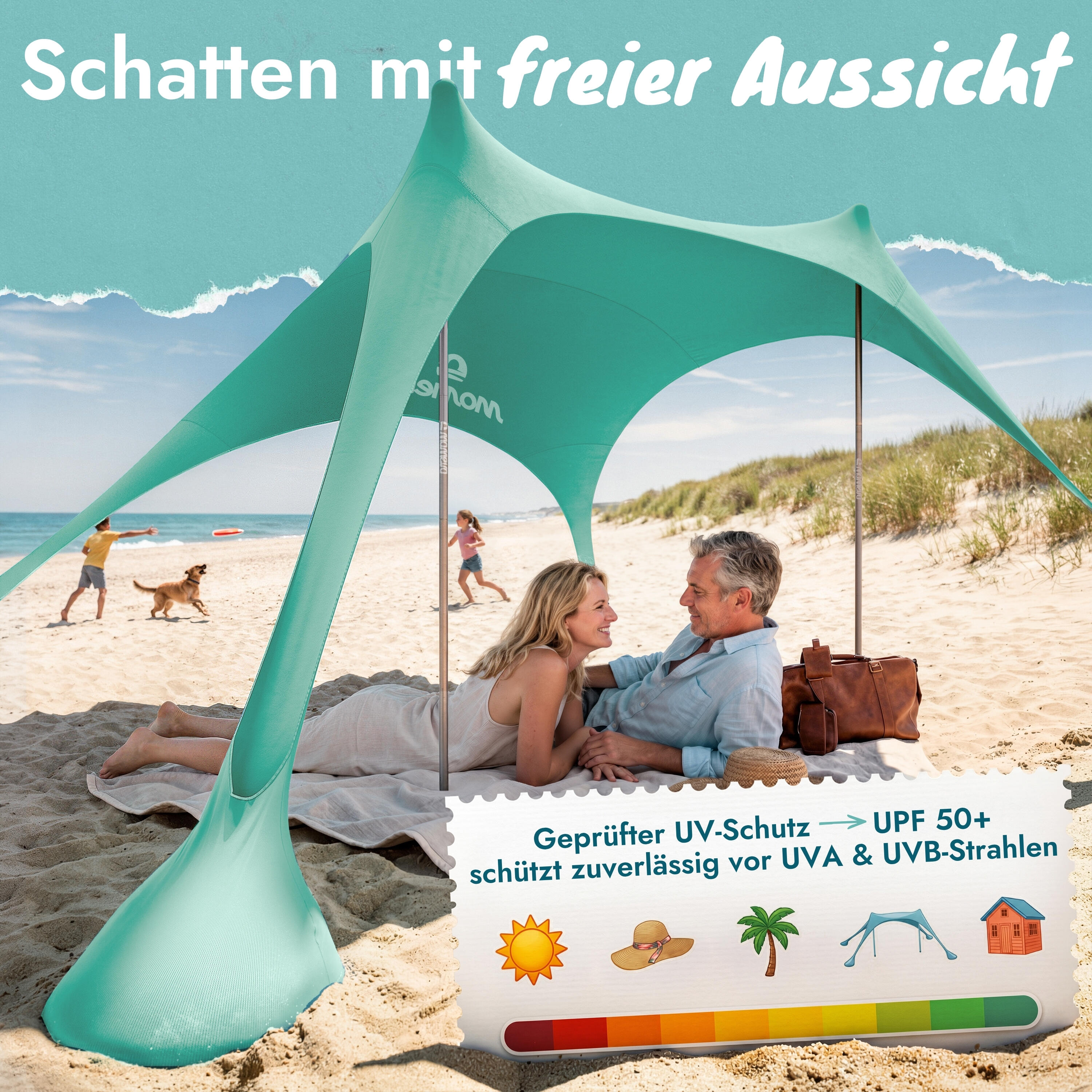 Sunsail Strandzelt Young Family – Sonnensegel für 4 Pers. mit UV-Schutz UPF 50+ 4/8