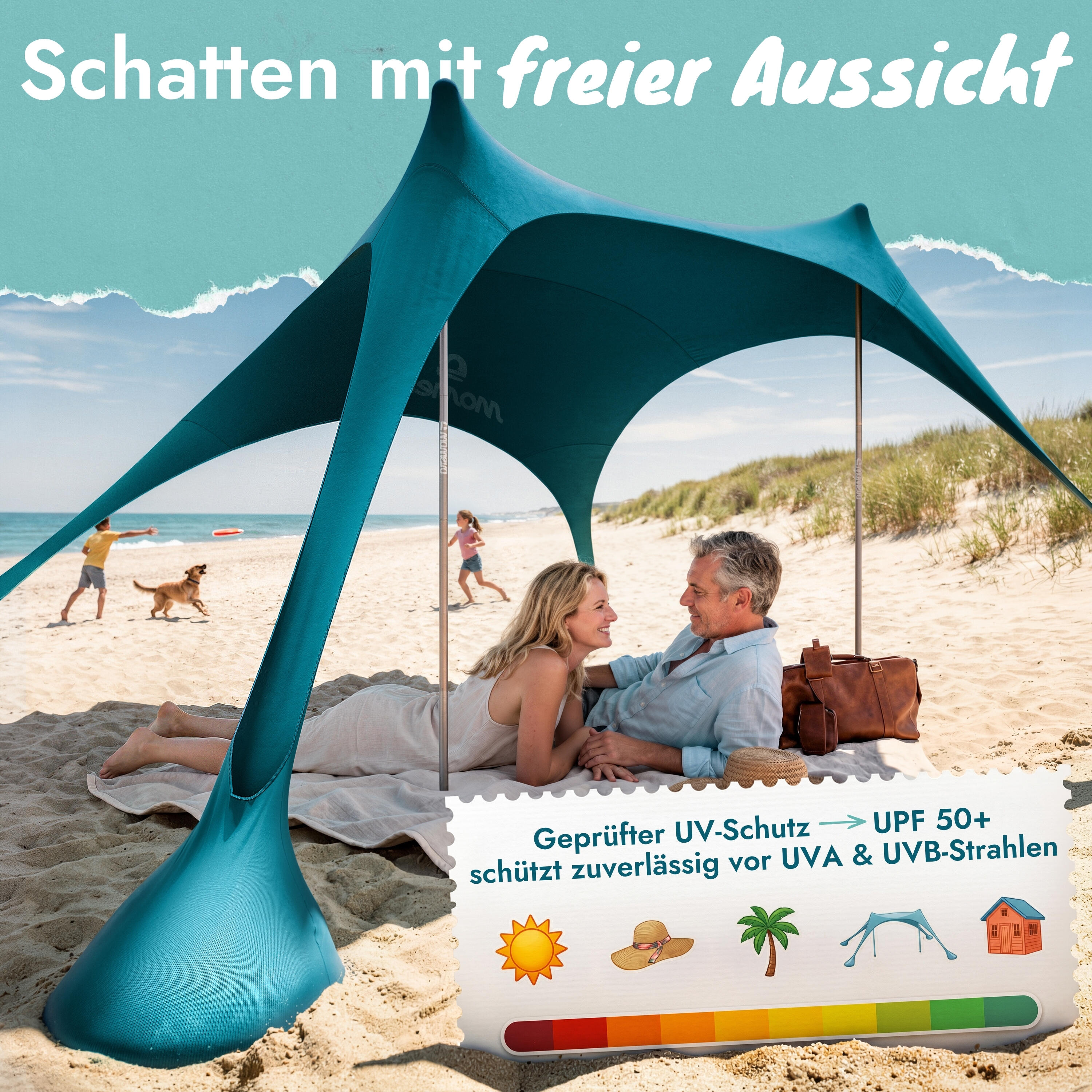 Sunsail Strandzelt Young Family – Sonnensegel für 4 Pers. mit UV-Schutz UPF 50+ 4/8