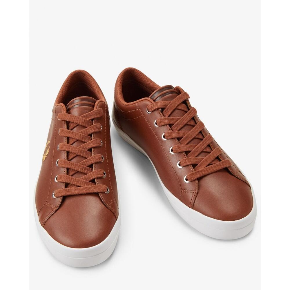 Baskets Fred Perry Modèle Baseline Leather Couleur Marron 3/6