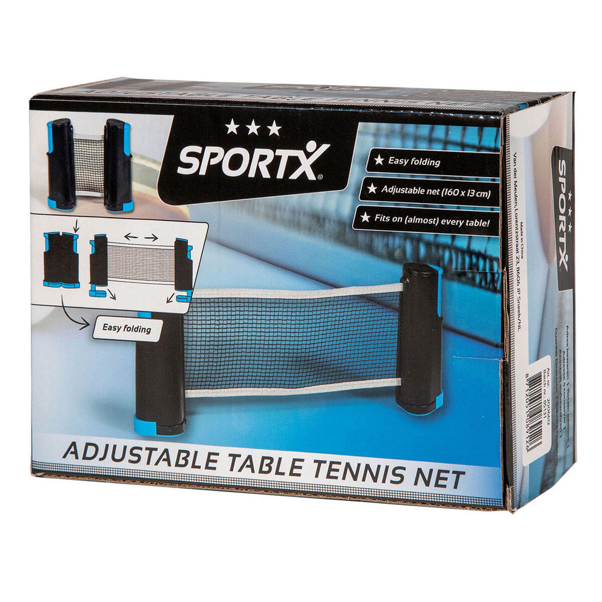 SportX oprolbaar tafeltennisnet met klem, 13 cm hoogte, tot 160 cm breedte 3/6