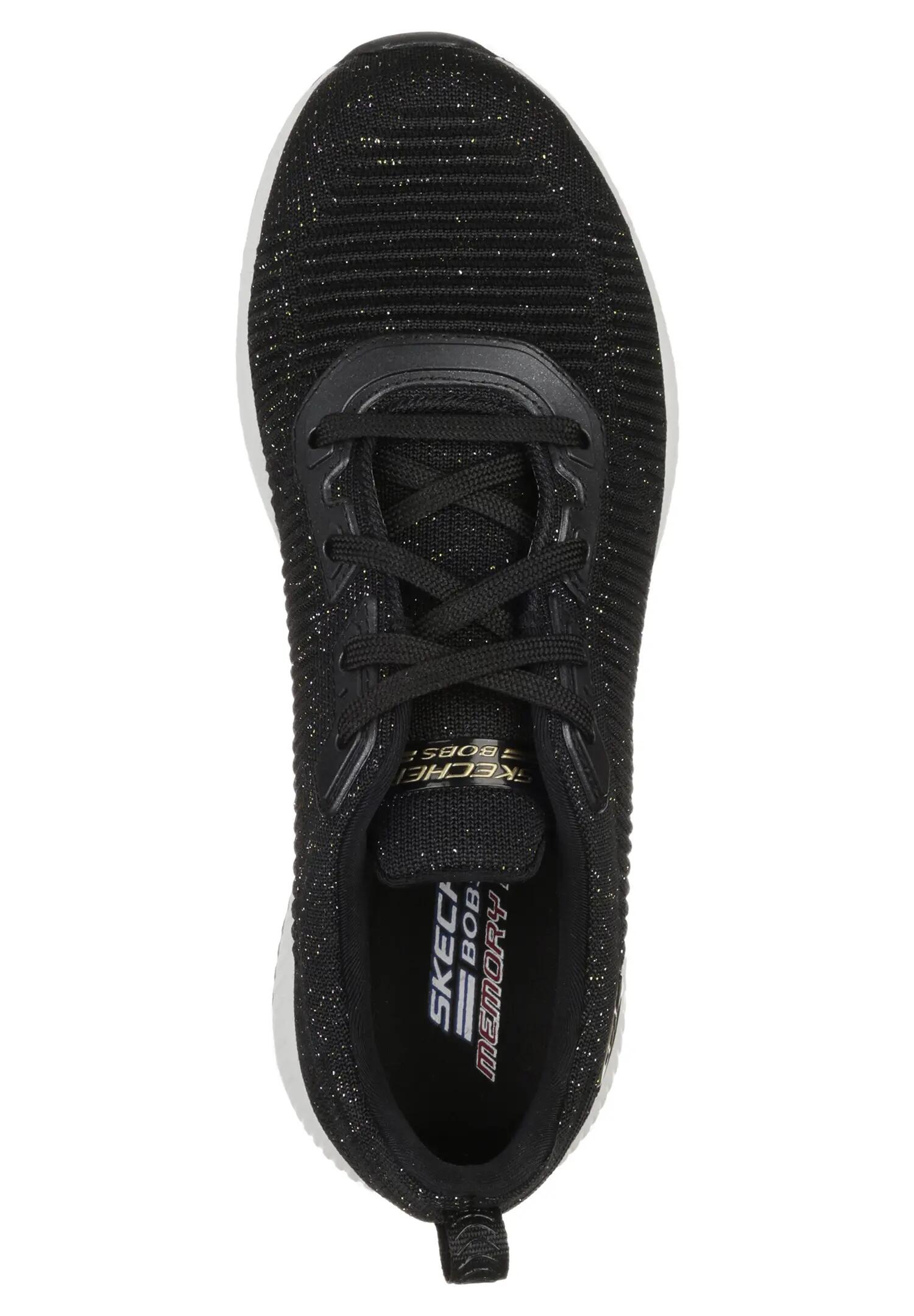 Skechers Bobs Squad - TOTAL GLAM Damen Sneaker Frauen Schuhe 32502 BKMT Schwarz 3/5