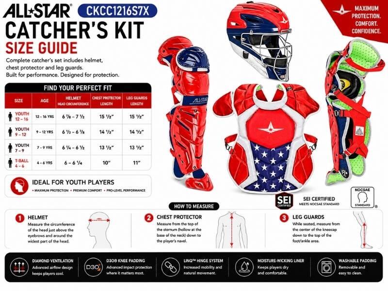 All Star CKCC1216S7X Catcher's Kit 12-16 jaar Kleur Royal 7/7