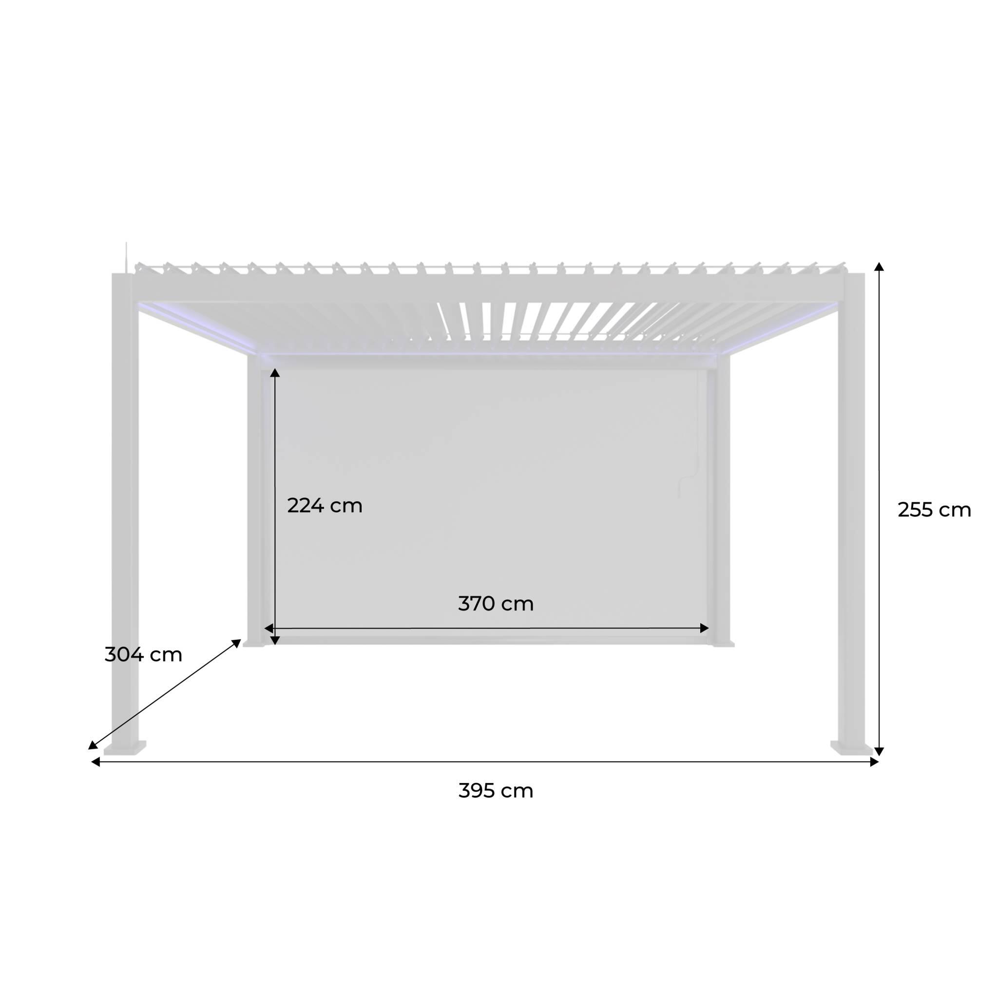 Pérgola bioclimática em alumínio 3x4m com iluminação LED + estore 4m, Branco 4/5