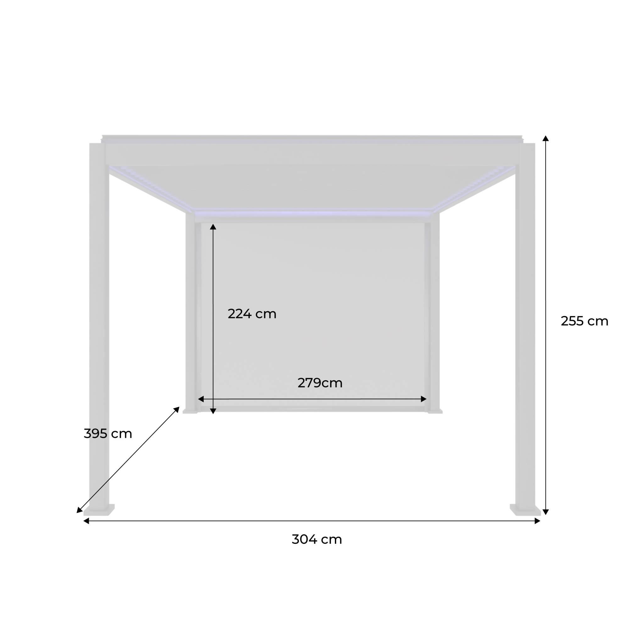 Pérgola bioclimática em alumínio 3x4m com iluminação LED + estore 3m, Branco 3/5