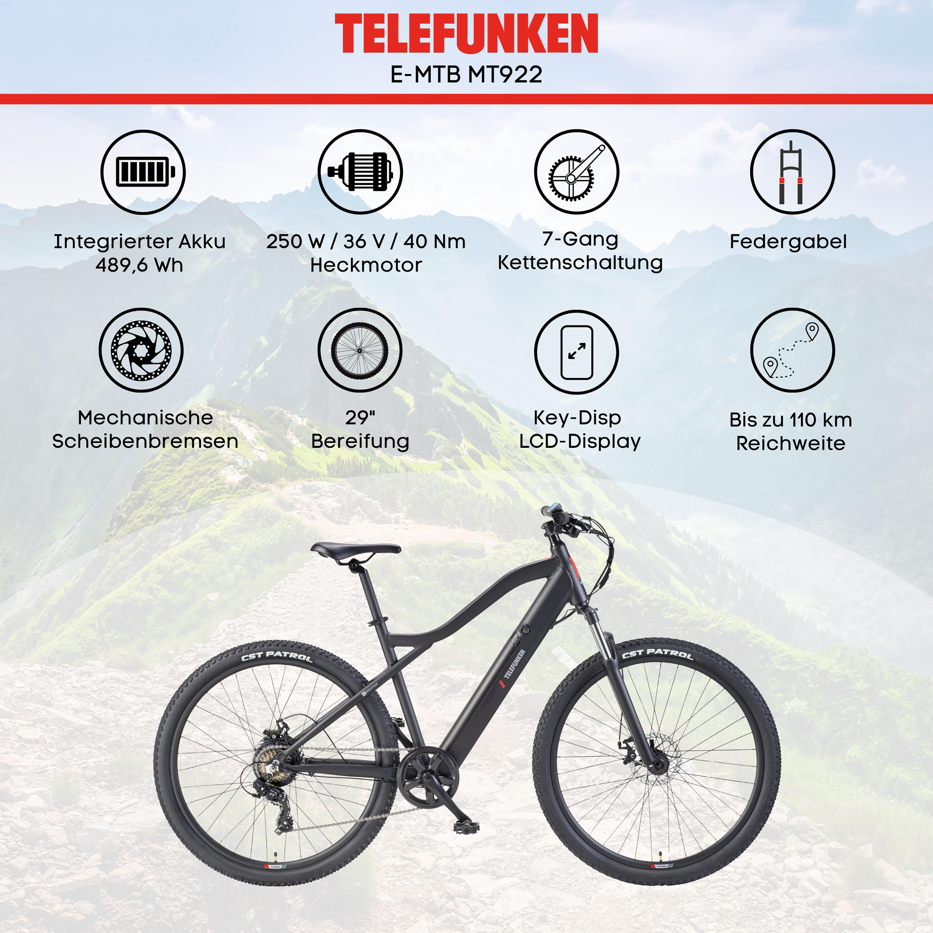 E-Bike MT922 29 Zoll 7-Gang Pedelec Mountainbike E-MTB Elektrofahrrad Hardtail 4/7