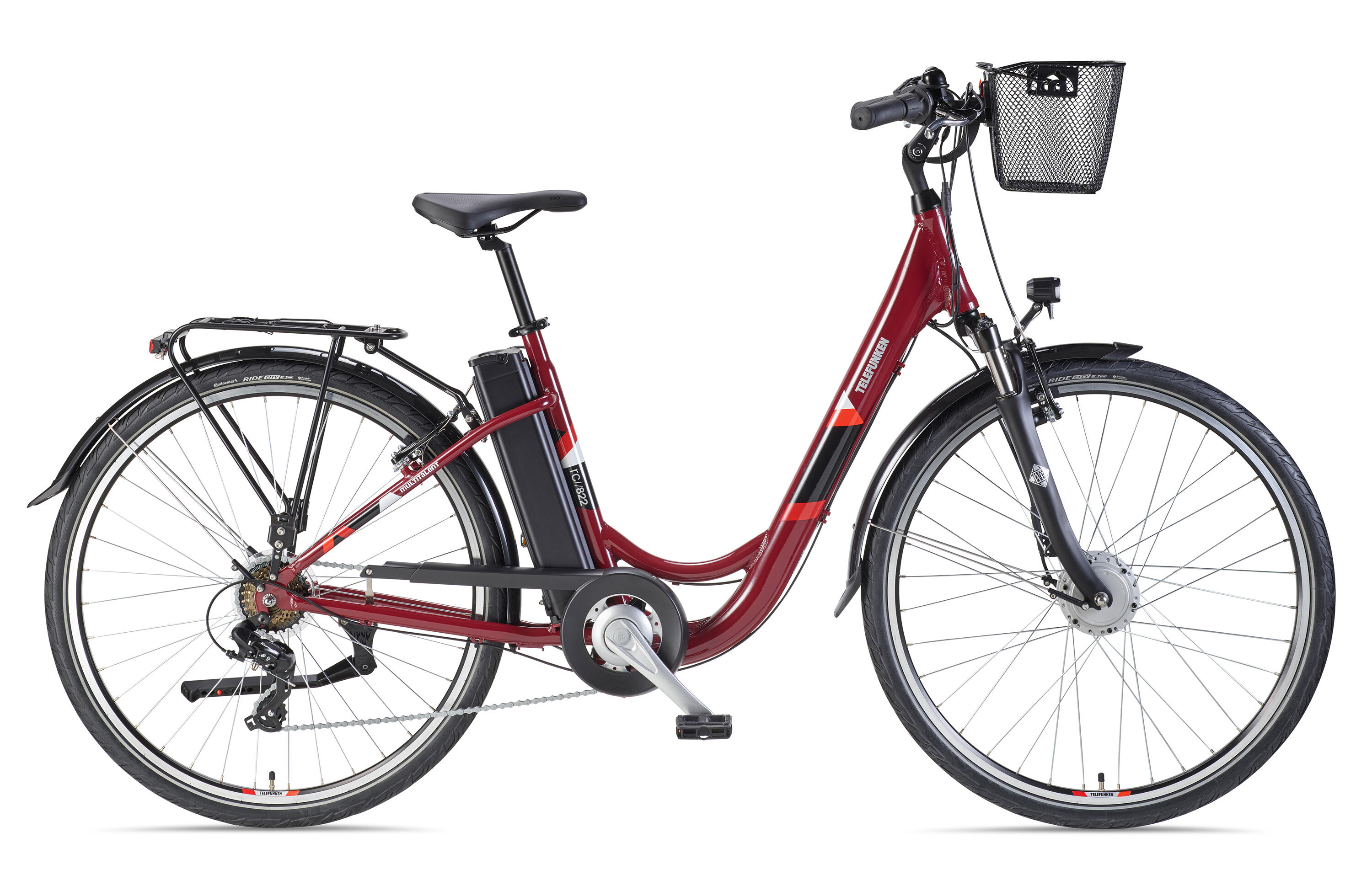 E-Bike RC822 28 Zoll 7-Gang Pedelec City Elektrofahrrad Herren Damen rot 2/7