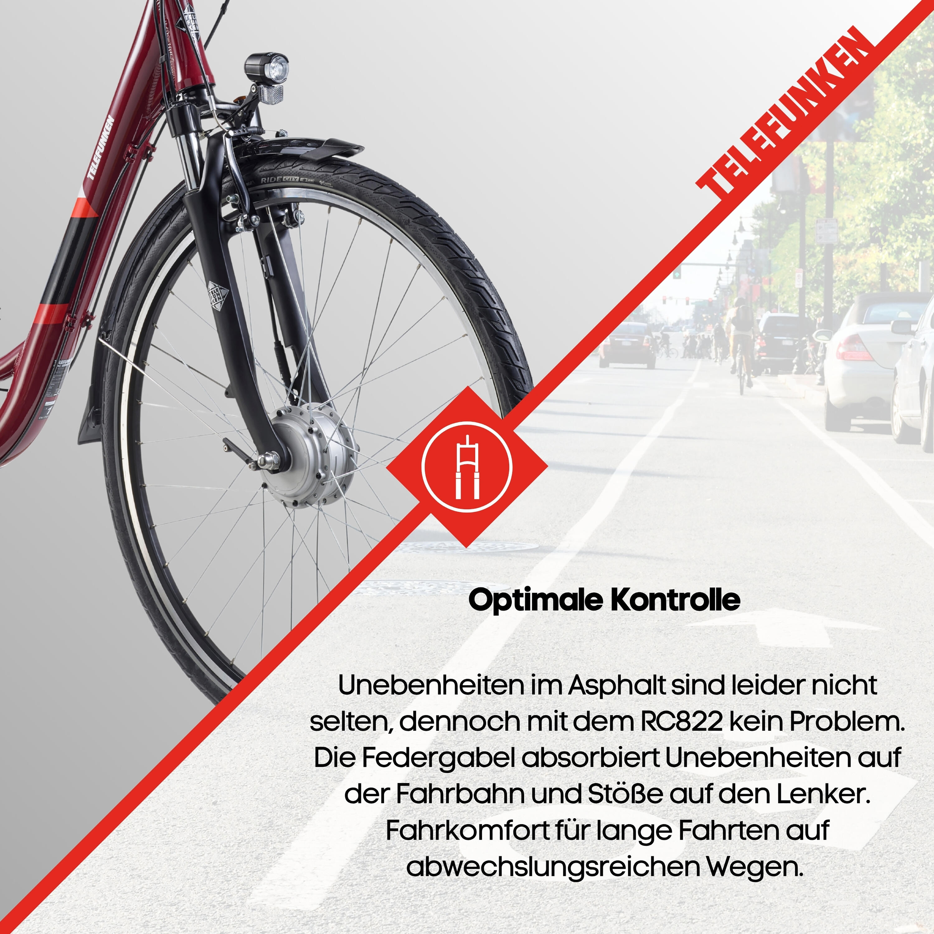 E-Bike RC822 28 Zoll 7-Gang Pedelec City Elektrofahrrad Herren Damen rot 7/7