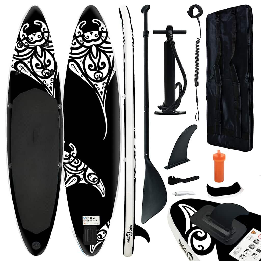 VidaXL Inflatable Stand Up Paddleboard Set 305x76x15 cm Black