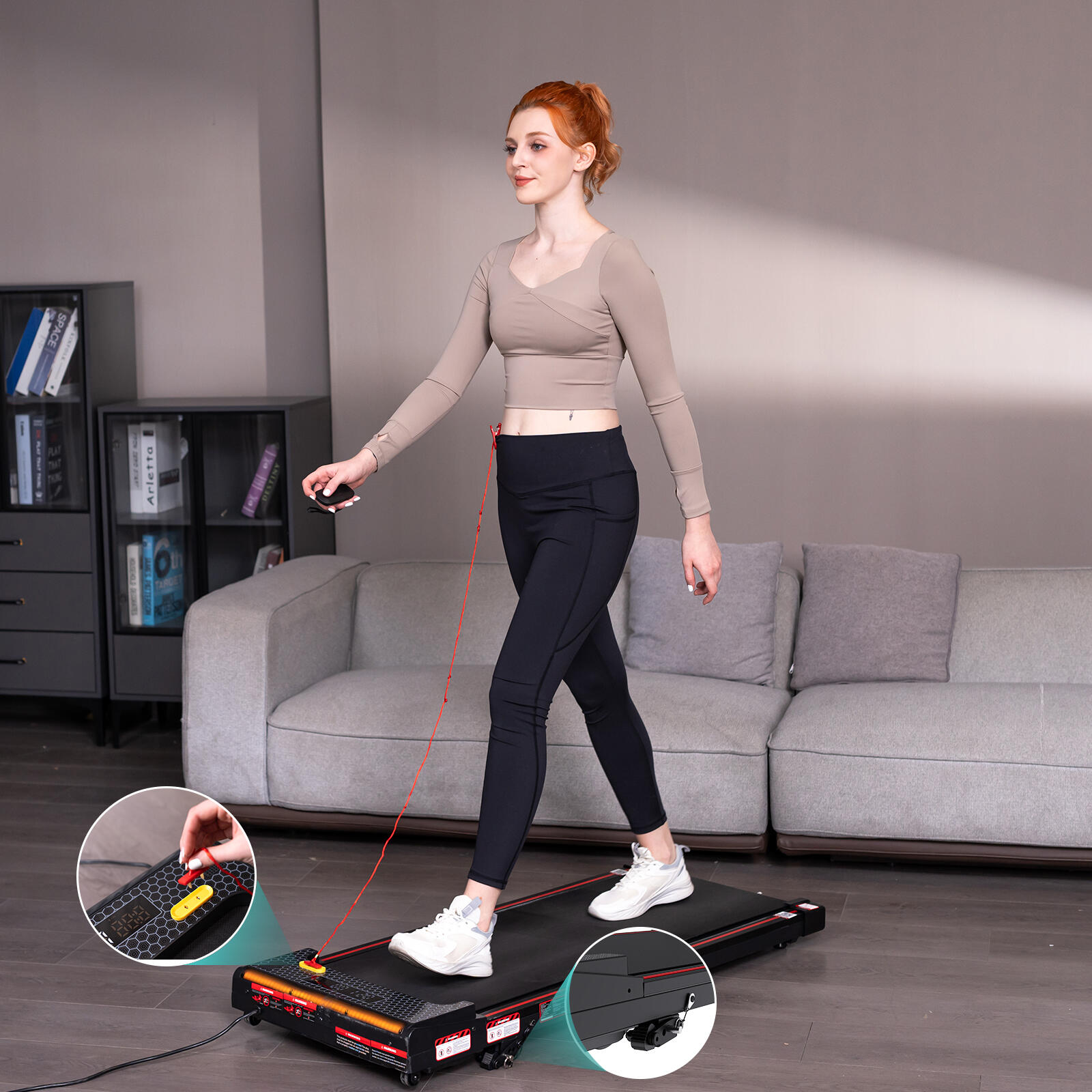 Bieżnia składana ZX1S dorosły fitness blokada bezpieczeństwa 6km/h LED 3/6