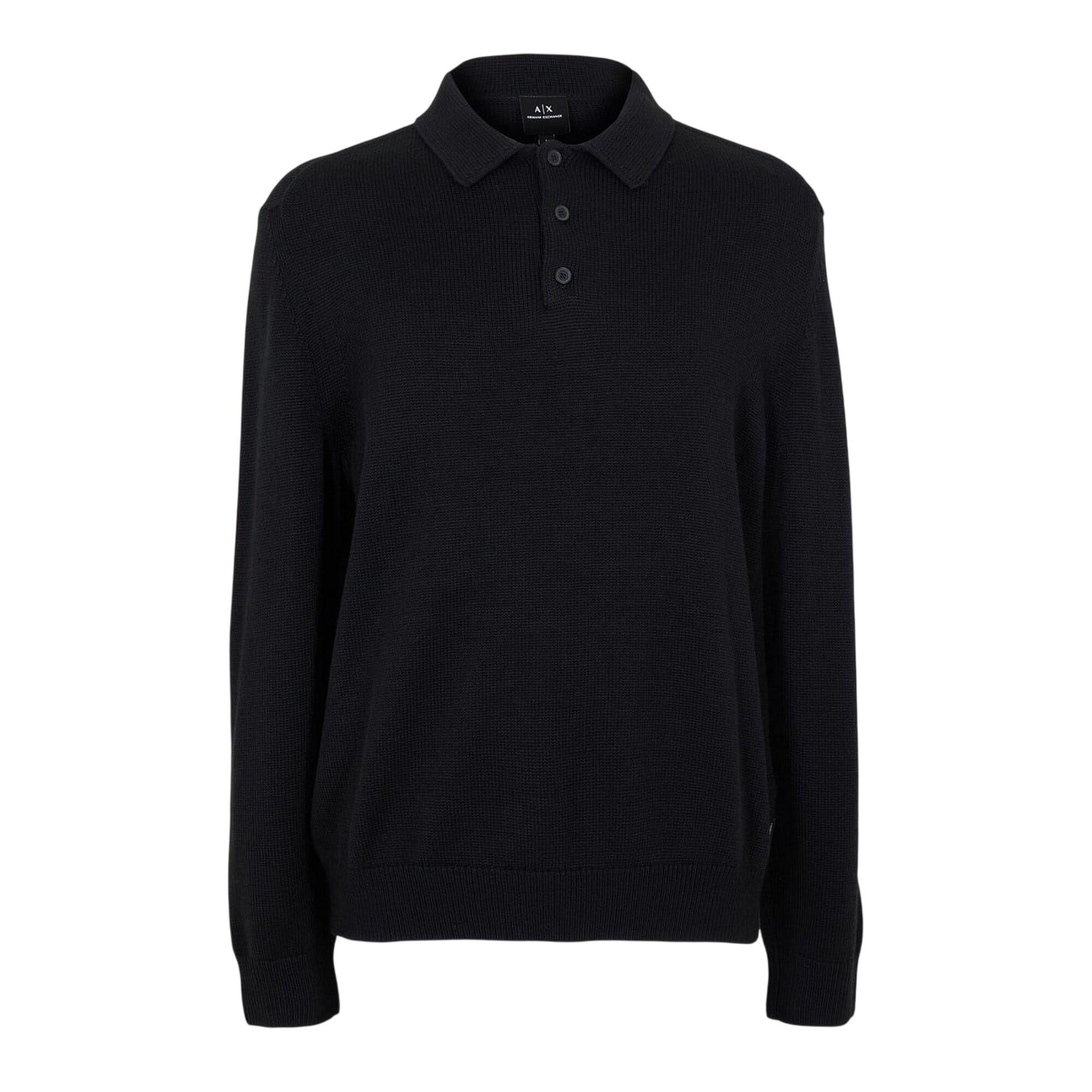 Armani Exchange Mens Knitted Long-Sleeved Polo Shirt